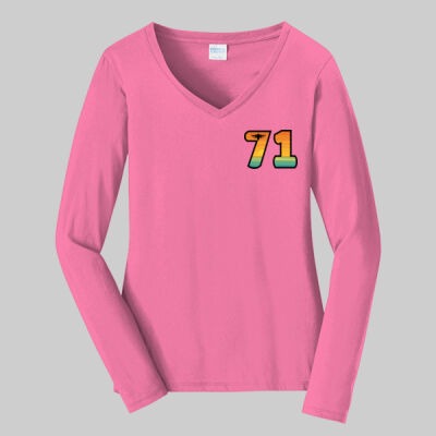 Women's Long Sleeve Fan Favorite V Neck Tee - Pocket 71 Thumbnail