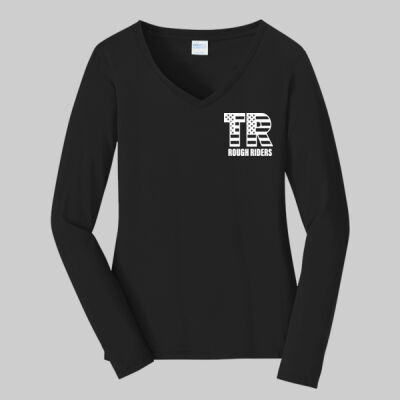 Women's Long Sleeve Fan Favorite V Neck Tee - Pocket TR - White Thumbnail