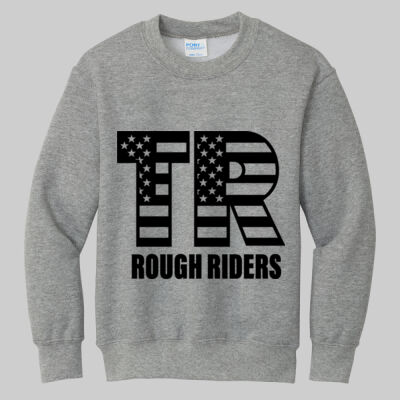 Youth Core Fleece Crewneck Sweatshirt - Full TR - Black Thumbnail