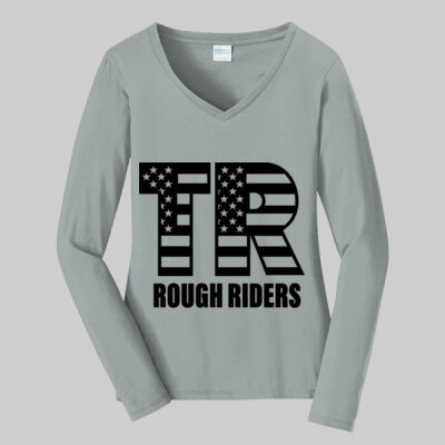 Women's Long Sleeve Fan Favorite V Neck Tee - Full TR - Black Thumbnail