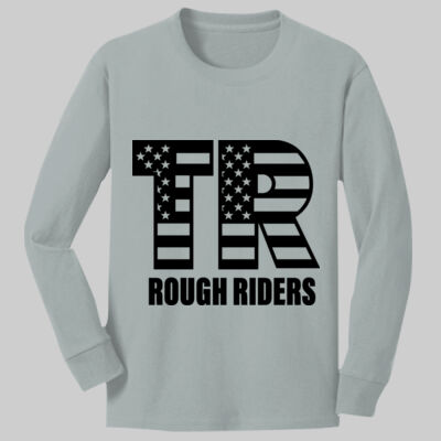 Youth Long Sleeve Core Cotton Tee - Full TR - Black Thumbnail