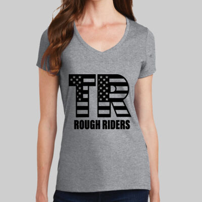 Women's Fan Favorite V Neck Tee - Full TR - Black Thumbnail