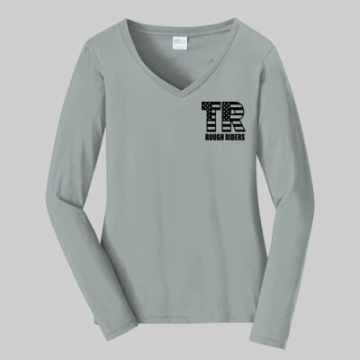 Women's Long Sleeve Fan Favorite V Neck Tee - Pocket TR - Black Thumbnail