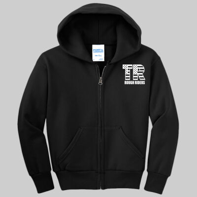 Youth Core Fleece Full Zip Hooded Sweatshirt - Pocket TR - White Thumbnail