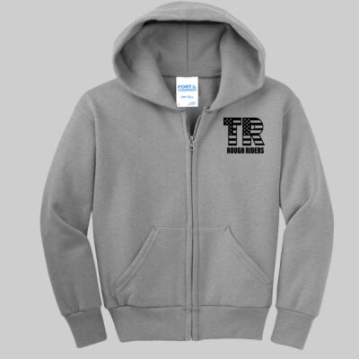 Youth Core Fleece Full Zip Hooded Sweatshirt - Pocket TR - Black Thumbnail