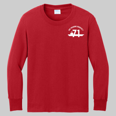 Youth Long Sleeve Core Cotton Tee - RED Thumbnail