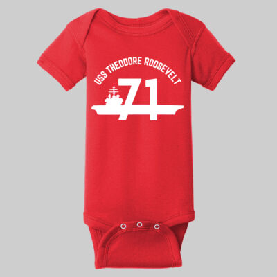 Infant Short Sleeve Baby Rib Bodysuit - Red Thumbnail