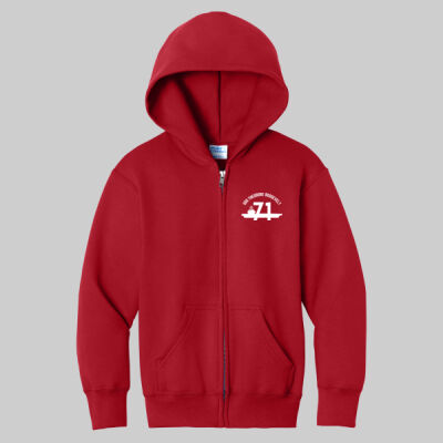 Youth Core Fleece Full Zip Hooded Sweatshirt - RED Thumbnail